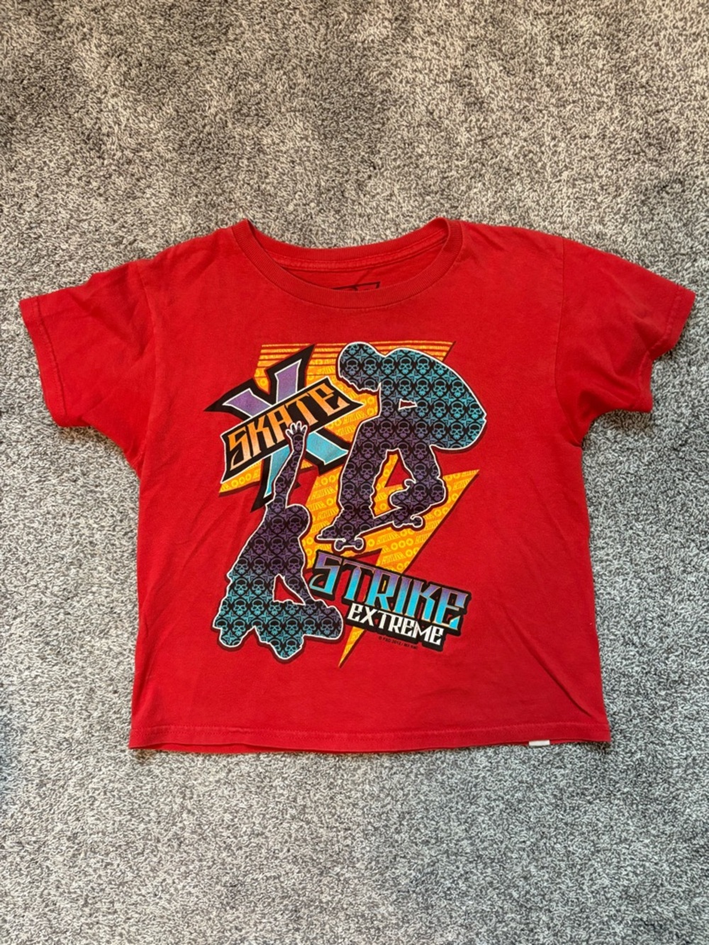 Kids Red Skateboard Graphic Tee - Youth Skate Extreme